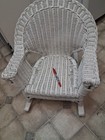 Vintage White Wicker Child s Rocking Chair - Very Nice
