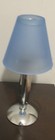 Silver Tone Teal Light Holder With Blue Frosted Glass Shade 10 5  Tall