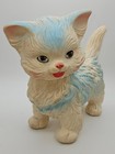 Vintage 1960s Edward Mobley Plastic Cat Squeaky Toy  White And Blue