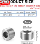 5 Pcs 3 8  Npt Male Pipe Plug Stainless Steel Pipe Plug Fitting Set Hex Counter