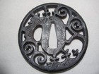 Japanese Antique Iron Tsuba Karakusa Arabesque Sukashi Katana Guard