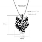 Viking Wolf Head Urn Necklace For Ashes Cremation Jewelry For Men Keepsake Urn