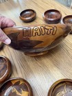 Vintage Handcrafted Inlaid Wooden Bowl Set 10 Small And 1 Large From Haiti