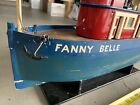 Antique Model Boat Ship Fanny Belle - Folk Art Wood And Metal
