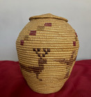 Native American Alaskian pacific Nw Coast Lidded Basket 6 5  H