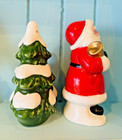 Vintage Christmas Shakers Santa Claus Japan Tree Snow Ceramic 4 5  Salt   Pepper