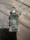 Vintage Metal Jewel Glass Mini Perfume Bottle Antique