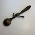 Vintage Trojan 20 Brass Ice Cream Scoop Wood Handle Spring Action Disher Troy Ny