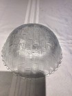 Vintage Clear Glass Serving Bowl With Basket Weave Cross Hatch Pattern