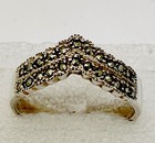 Sterling Silver 925    22 Round Genuine Marcasite Ring Size 8