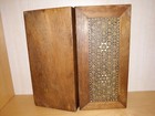 Vintage Wooden Hinged Trinket Jewelry Box Mother Of Pearl Inlay Detailed Ornate