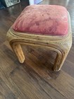 Mid Century Pencil Reed Rattan Bent Bamboo Stool   Ottoman     Boho Coastal Style