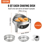 Vevor 2-pack Round Roll Top Chafing Dish Set With Full-size 6qt Pan Fuel Holder