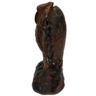 Vintage Owl Bird Sculpture Early American Pottery Money Bank Handmade - Rare 