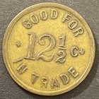 The Gem Saloon Mackay Idaho G f 12 1 2   Trade Token Brass 21mm 4 2g