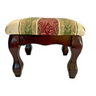 Vintage Small Tapestry Upholstered Footstool Rectangular Dark Wooden Legs