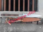 Hf Knives 30  Custom Handmade Spear Head Knife D2 Steel   Wood Handle With Leath