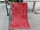 Vintage Oushak Rug 4x6 8 Ft Red Overdyed Turkish Wool Distressed Area Rug