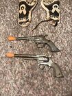 Vtg 1960 s Hubley Western Cowboy  Leather Holster Set And 2 Cap Guns    Kilgore