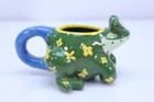 Vtg Ganz Frog Planter Mug Yellow Flowers Blue Handle Signed Pati Ceramic Prince