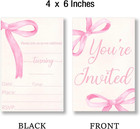 Pink Bow Birthday Party Invitations  Birthday Invitations Girl  20 Cards With En
