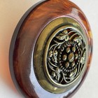 Large Vintage Tortoise Bakelite Center Metal Shank Coat Button 1 94   