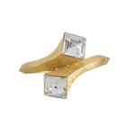 Vintage Art Deco Style Bracelet Clip Earrings Set Gold W clear Cut Glass  