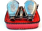 Brass Binocular With Leather Case   Marine Folding Binocular Nautical Spyglass