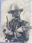 Signed 1989 Glint Eastwood Cowboy Pastel Drawing 