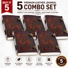 Leather Writing Journal Set Of 5 Aged Vintage Handmade Lock Diary Notebook