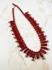 Beautiful Rare Vintage Red Milk Glass Choker Necklace bracelet earrings Set