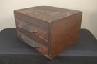 Early Primitive Two Drawer Wooden Box Cabinet