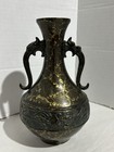 Vintage Brass Dragon Foo Dog Head Handle Heavy Patina 6 75   