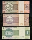 Lot Of 3  nd  1970-80 Brazil 1  5   10 Cruzeiros Banknotes  Dom Pedro Ii  Unc