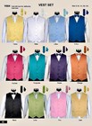 Men   s 4 Piece Tuxedo Vest Set With Bow Tie  Handkerchief And Tie 16 Solid Colors