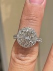 2ct Round Cut Real Moissanite Halo Engagement Ring 14k White Gold Silver Plated