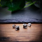 Black Cz Screw Back Stud Earrings Punk Gothic Jewelry For Men Stainless Steel