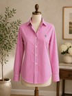 Polo Ralph Lauren Pink   White Striped Pony Blouse Cotton Top Size 10 Custom Fit