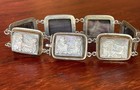 Fine Antique Victorian 800 Silver 14k Gold Carved Mother Of Pearl Cameo Bracelet