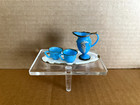 Vintage Toy Dishes Hong Kong Tea Set Miniature Blue Plastic Doll  dollhouse  22