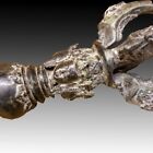 South East Asian Antique Bronze Vajra Dorje With Sculpture Figures