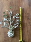 Vintage Shabby Chic Floral Toleware Wall Candle Sconce Light 