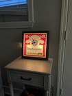 Vintage 1980s Budweiser Deluxe Label Light Up Clock   Sign 