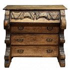 One Of A Kind Antique Hand Carved Brutalist  Dresser With Drop Down Desk Amazing