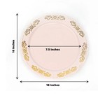 10  Blush Round Salad Plate Gold Trim Party Wedding Disposable Tableware
