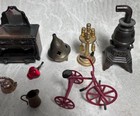 Metal Vintage Doll House  Items Mixed Lot Dresser  Stove Etc