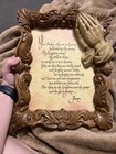 The Lord s Prayer Wall Art 3d Praying Hands Framed Faux Wood Religious Vtg