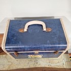 Vintage Antique Samsonite Shwayder Bros  Carry Train  Case Luggage Marbled Blue