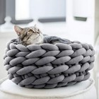 Pet Dog Puppy Cat Bed Basket House Knitted Calming Sleeping Beds Kennel Nest