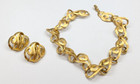 Vtg Erwin Pearl Pep Matte Gold Tone Openwork Statement Necklace Earrings Set